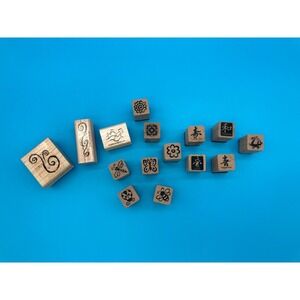 Stampin' Up! Mixed Mini Wood Stamp Lot - Nature, Music & Symbols